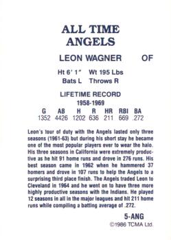 1986 TCMA All-Time California Angels - Color #5-ANG Leon Wagner Back