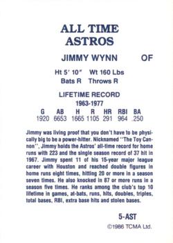 1986 TCMA All-Time Houston Astros #5-AST Jimmy Wynn Back
