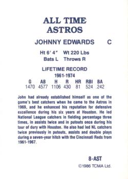 1986 TCMA All-Time Houston Astros #8-AST Johnny Edwards Back
