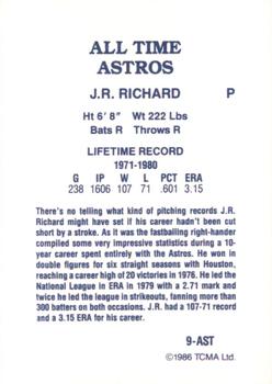 1986 TCMA All-Time Houston Astros #9-AST J.R. Richard Back