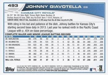 2013 Topps - Purple #493 Johnny Giavotella Back