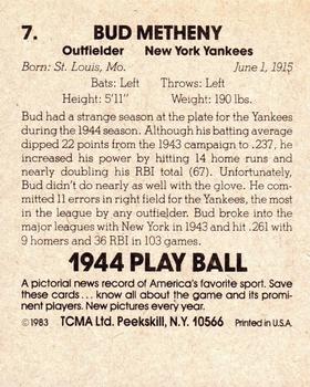1983 TCMA 1944 Play Ball #7 Bud Metheny Back