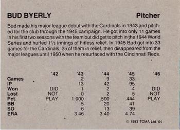 1983 TCMA 1942-46 St. Louis Cardinals #54 Bud Byerly Back