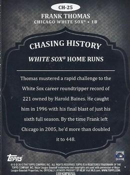 2013 Topps - Chasing History Silver Foil #CH-25 Frank Thomas Back