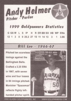 1999 Alaska Goldpanners #6 Andy Helmer Back