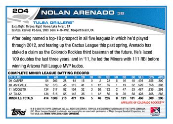 2013 Topps Pro Debut #204 Nolan Arenado Back