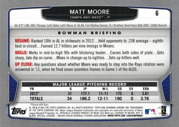 2013 Bowman Chrome #6 Matt Moore Back