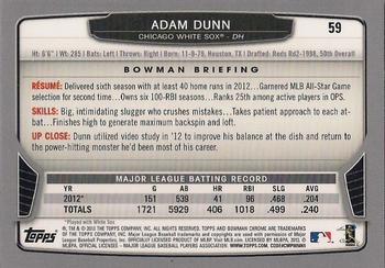 2013 Bowman Chrome #59 Adam Dunn Back