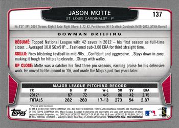 2013 Bowman Chrome #137 Jason Motte Back