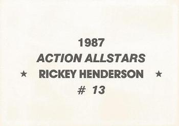 1987 Action All-Stars (unlicensed) #13 Rickey Henderson Back