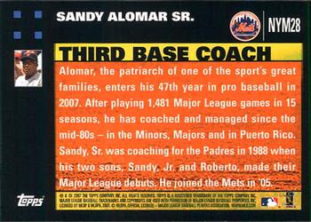 2007 Topps Gift Sets New York Mets #NYM28 Sandy Alomar Sr. Back