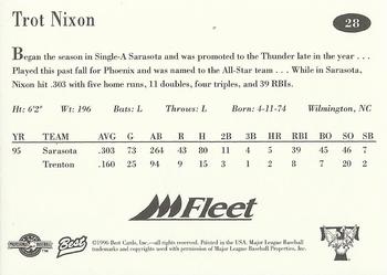 1996 Best Trenton Thunder #28 Trot Nixon Back