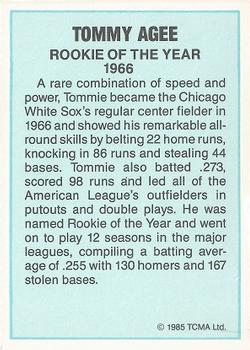 1985 TCMA Rookies of the Year #NNO Tommie Agee Back
