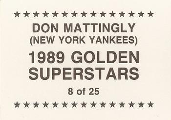 1989 Golden Superstars (unlicensed) #8 Don Mattingly Back