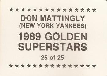 1989 Golden Superstars (unlicensed) #25 Don Mattingly Back