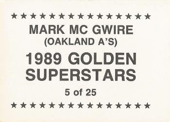 1989 Golden Superstars (unlicensed) #5 Mark McGwire Back