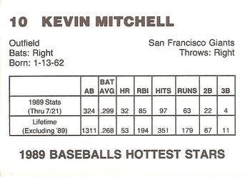 1989 Baseballs Hottest Stars (unlicensed) #10 Kevin Mitchell Back