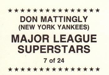 1989 Major League Superstars (unlicensed) #7 Don Mattingly Back