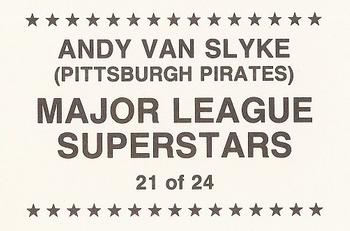 1989 Major League Superstars (unlicensed) #21 Andy Van Slyke Back