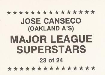 1989 Major League Superstars (unlicensed) #23 Jose Canseco Back