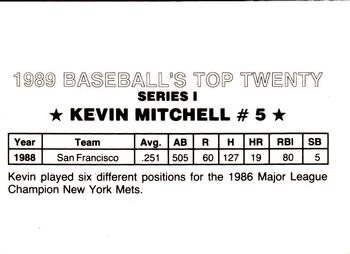 1989 Baseball's Top Twenty (unlicensed) #5 Kevin Mitchell Back