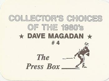 1987 The Press Box Collector's Choices of the 1980's (unlicensed) #4 Dave Magadan Back