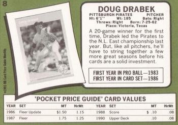 1991 SCD Baseball Card Price Guide Monthly #8 Doug Drabek Back