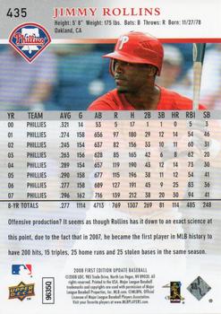 2008 Upper Deck First Edition #435 Jimmy Rollins Back