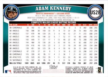 2011 Topps Update - Target Red Border #US28 Adam Kennedy Back