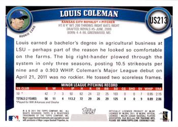 2011 Topps Update - Target Red Border #US213 Louis Coleman Back
