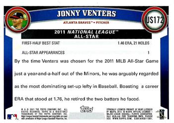 2011 Topps Update - Walmart Blue Border #US172 Jonny Venters Back