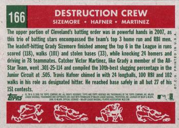 2008 Topps Heritage #166 Destruction Crew (Victor Martinez / Travis Hafner / Grady Sizemore) Back