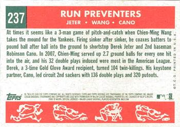 2008 Topps Heritage #237 Run Preventers (Derek Jeter / Chien-Ming Wang / Robinson Cano) Back