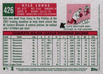 2008 Topps Heritage #426 Kyle Lohse Back