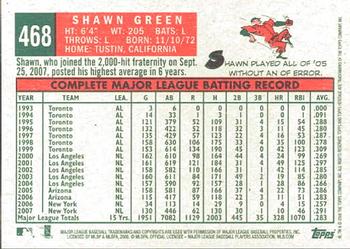 2008 Topps Heritage #468 Shawn Green Back