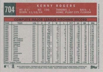 2008 Topps Heritage #704 Kenny Rogers Back