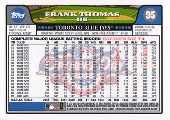 2008 Topps Opening Day #95 Frank Thomas Back