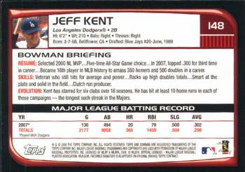 2008 Bowman #148 Jeff Kent Back