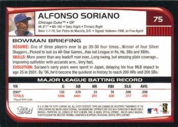 2008 Bowman #75 Alfonso Soriano Back