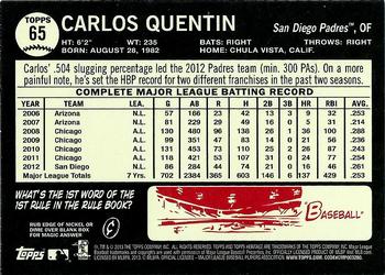 2013 Topps Heritage - Venezuelan #65 Carlos Quentin Back
