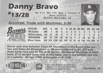 2000 Grandstand Birmingham Barons #NNO Danny Bravo Back