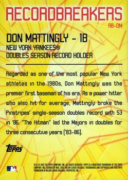 2003 Topps - Record Breakers (Series One) #RB-DM Don Mattingly Back