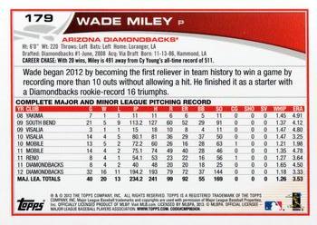 2013 Topps Opening Day #179 Wade Miley Back
