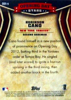 2013 Topps Opening Day - Opening Day Stars #ODS-6 Robinson Cano Back