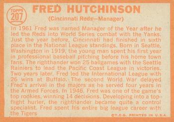 2013 Topps Heritage - 50th Anniversary Buybacks #207 Fred Hutchinson Back