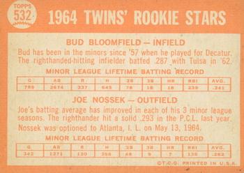 2013 Topps Heritage - 50th Anniversary Buybacks #532 Twins 1964 Rookie Stars - Bloomfield / Nossek Back