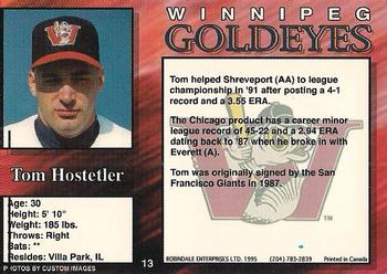 1995 R.E.L. Winnipeg Goldeyes #13 Tom Hostetler Back