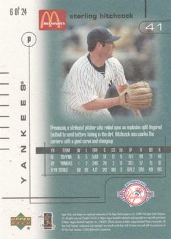2003 Upper Deck McDonald's New York Yankees #6 Sterling Hitchcock Back