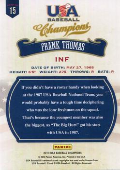 2013 Panini USA Baseball Champions #15 Frank Thomas Back