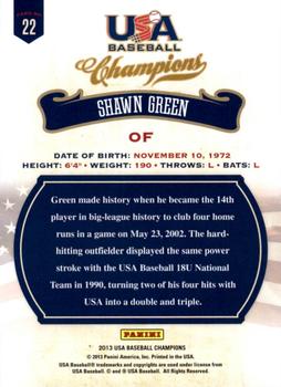 2013 Panini USA Baseball Champions #22 Shawn Green Back